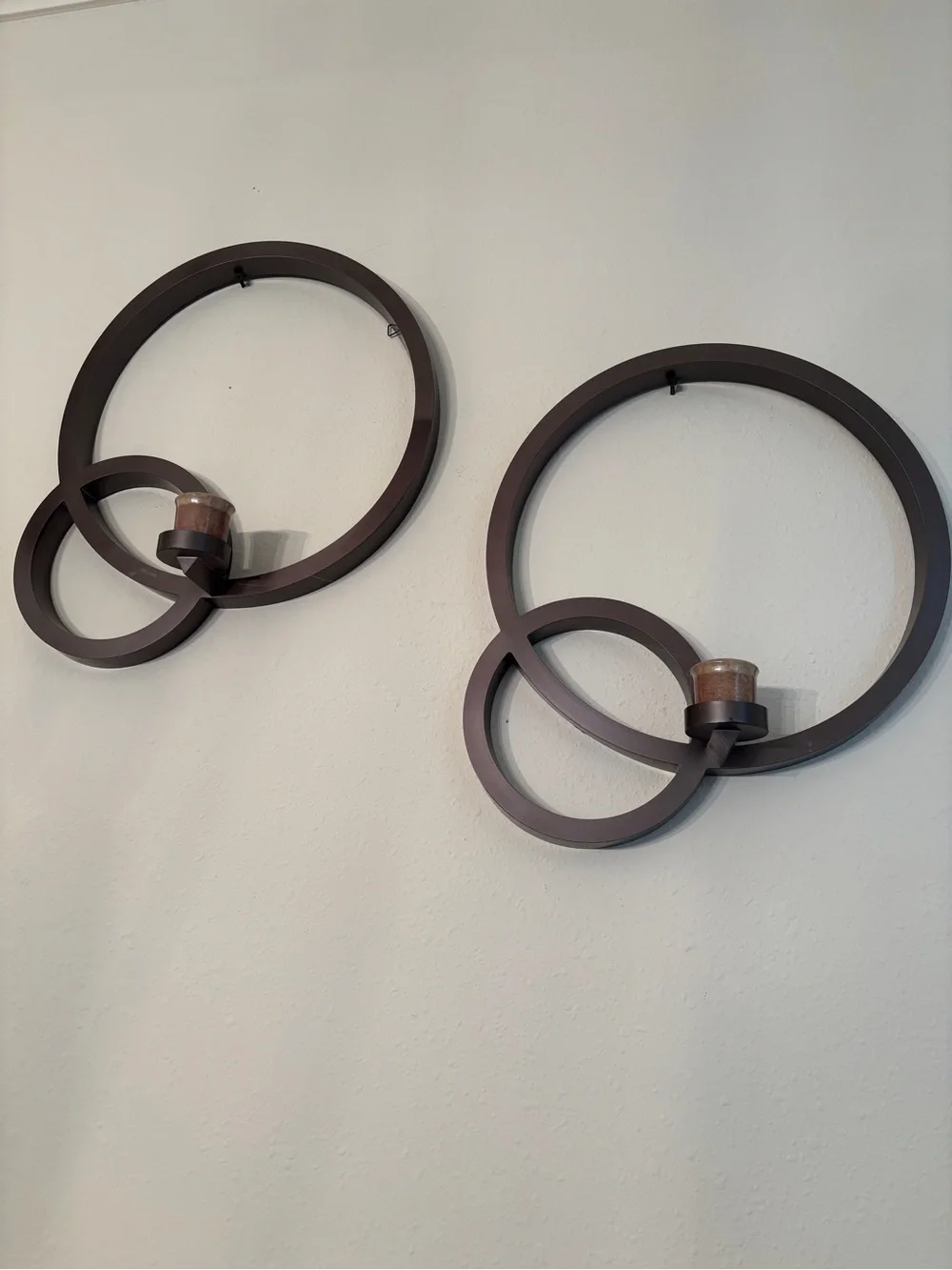 Dark Brown Interlocking Circle Wall Sconce Pair home decor